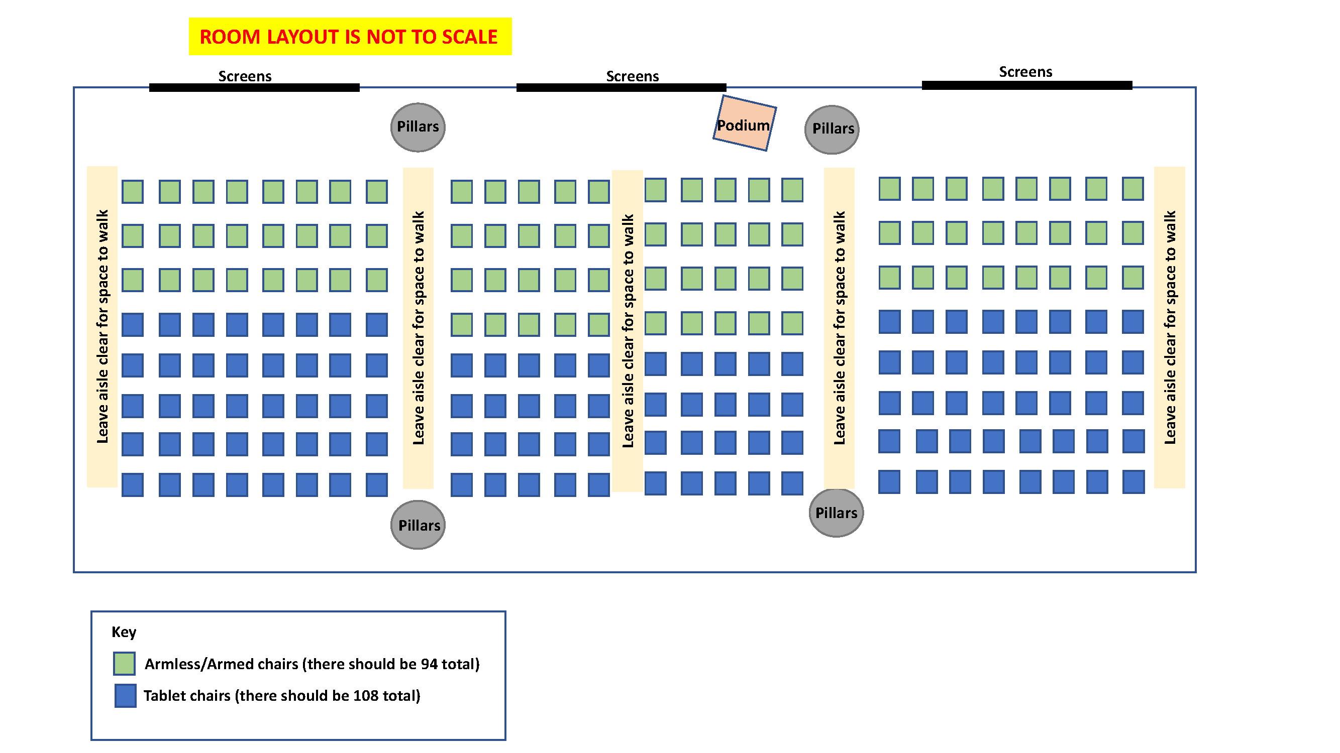 Diagram of auditorium maximum seating configuration.